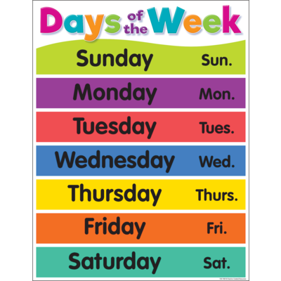 Colorful Days of the Week Chart